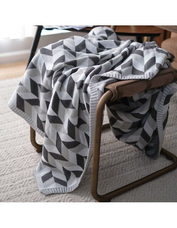 Nordic Geometric Simplicity Knitted ins Wind Cover Blanket Woolen Thread Sofa Blanket Factory Issued a new one from stock