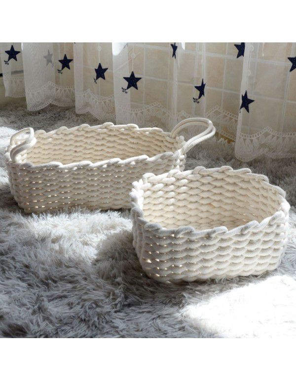 Storage basket Nordic ins cotton yarn hand woven desktop storage basket sundries snack basket directly supplied by the manufacturer