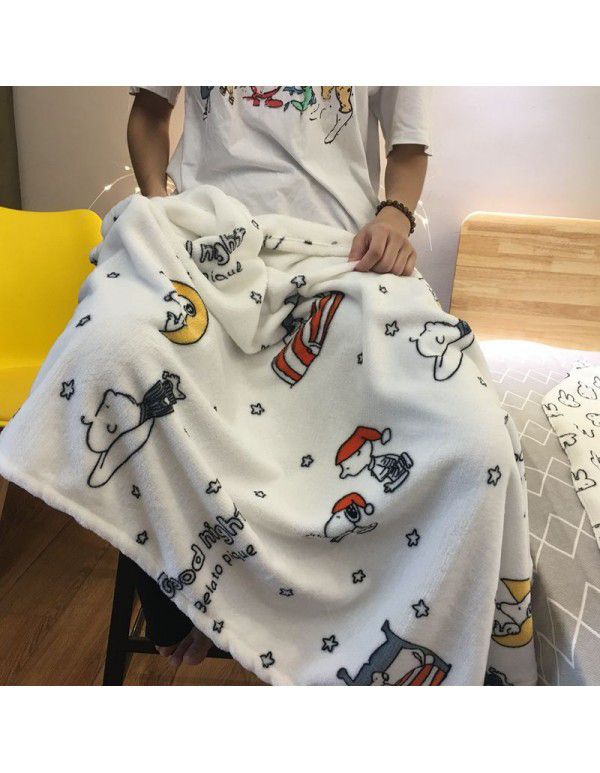 Air conditioner by children's wind Miffy rabbit autumn and winter blanket flannel cartoon blanket bed sheet trolley nap blanket