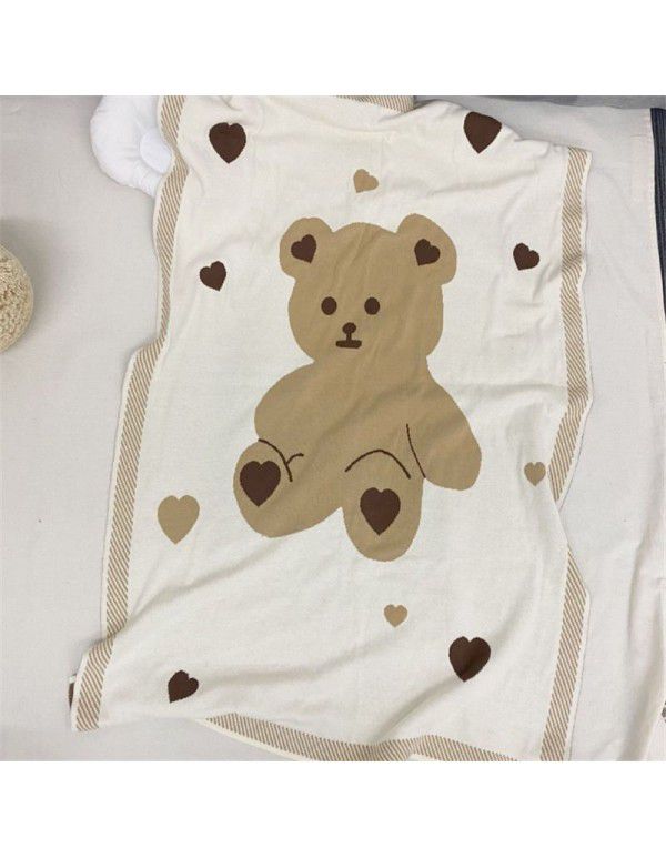 INS Explosion Nordic Creative Children's Bear Blanket Knitted Blanket Home for Newborn Baby