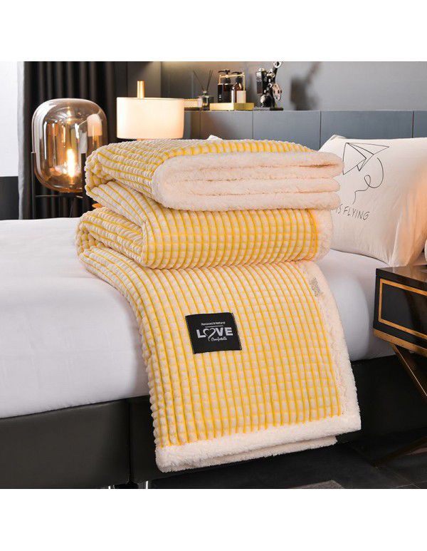 Double layer cut cashmere blanket Wholesale milk wool warm quilt cover coral wool thickened blanket Farai wool blanket