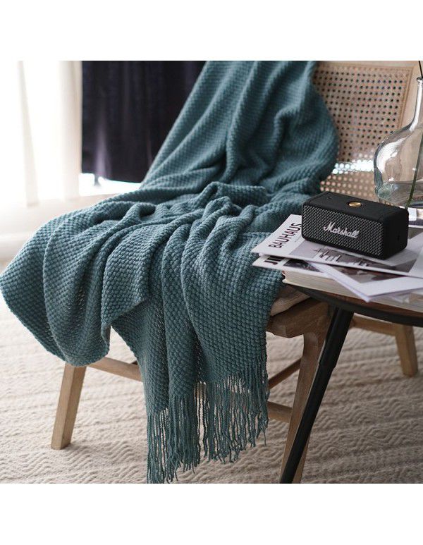 Autumn and winter thickened knitting cover blanket blanket leisure sofa blanket wool blanket Nordic solid color one hair factory stock