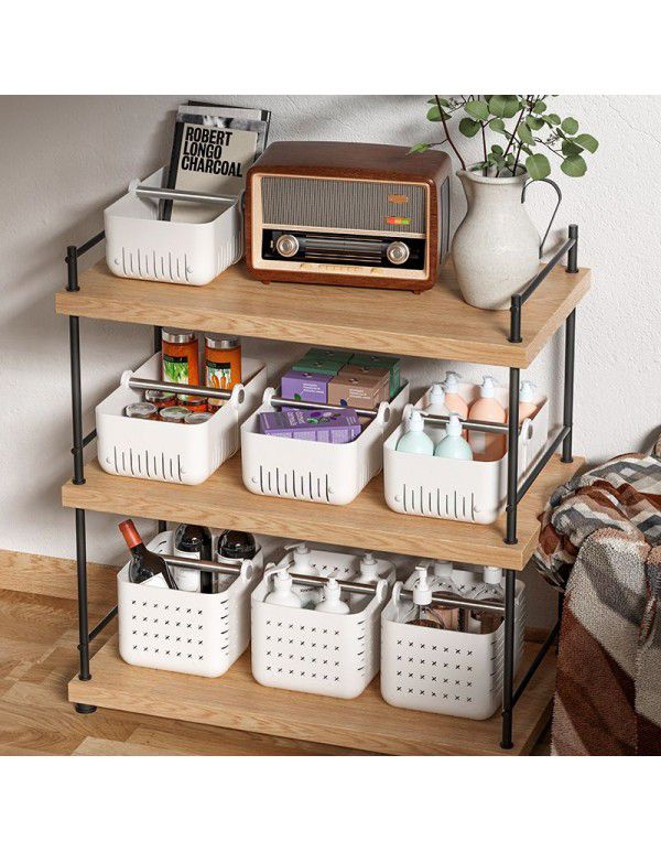 Kitchen folding storage basket Plastic bath basket Bathroom sundries storage basket Desktop storage basket