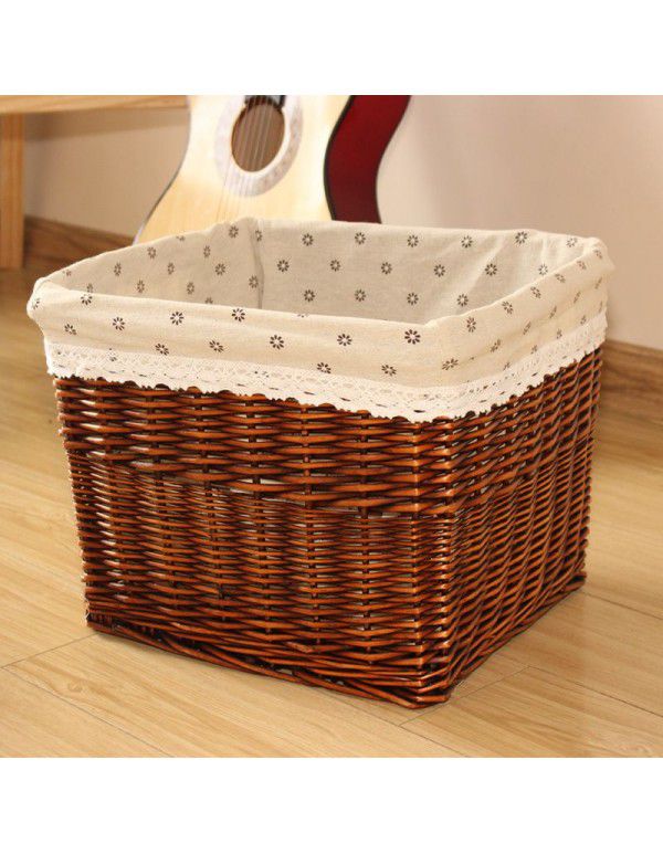 Manufacturer wholesale wicker woven large dirty clothes storage basket household toys sundries storage basket square rattan woven storage basket