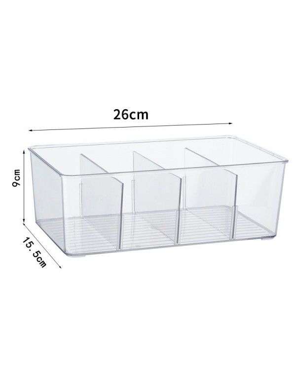 Transparent desktop compartment cosmetic storage box Multi functional sundries separation and sorting box Refrigerator storage with cover