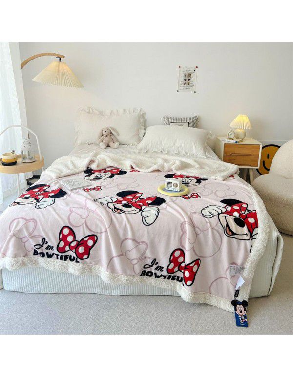 Disney milk cashmere double faced blanket coral wool blanket office nap sofa blanket