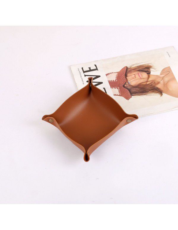 Leather storage box Nordic ins style desktop porch key cosmetics jewelry storage pu leather tray spot