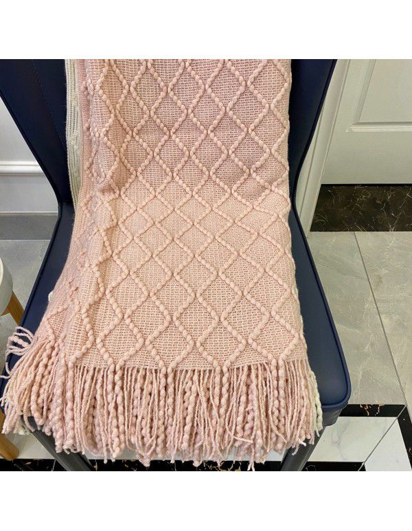  diamond shaped sofa blanket blanket bed tail blanket knitting cross-border blanket air conditioning blanket tassel nap blanket blanket