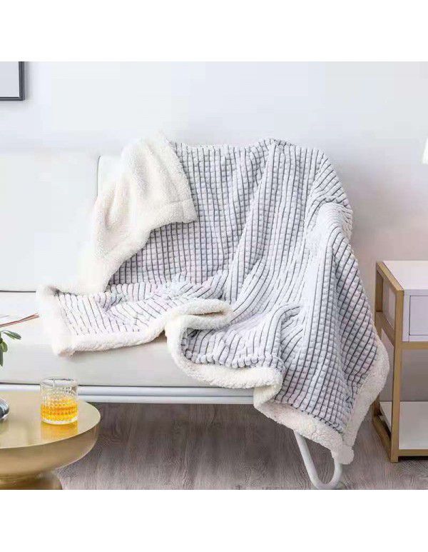 Double layer cut cashmere blanket Wholesale milk wool warm quilt cover coral wool thickened blanket Farai wool blanket