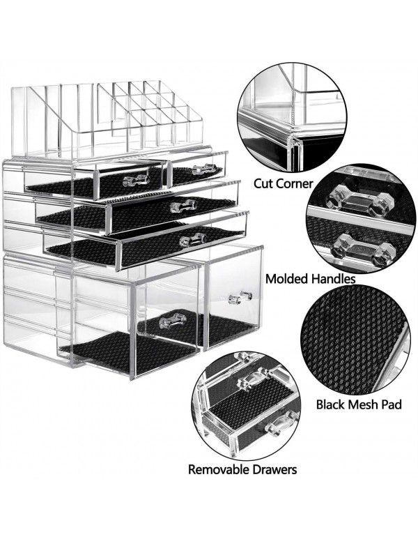 Acrylic drawer cosmetic storage box can be stacked on the dresser lipstick skin care product category shelf