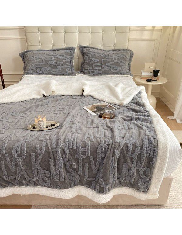 Cross border cashmere blanket thickened double layer jacquard taff blanket siesta blanket flannel blanket