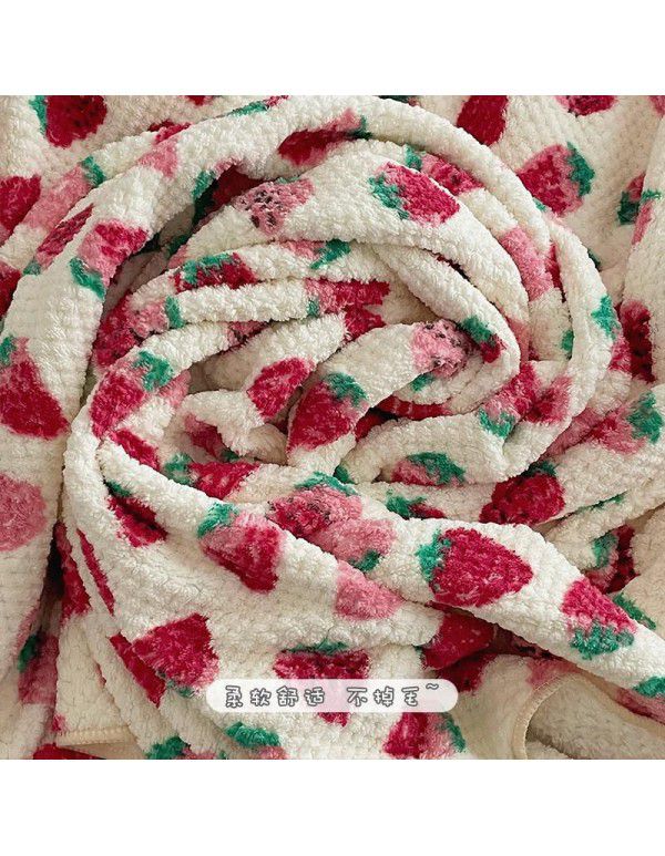 Strawberry coral wool blanket thin summer office nap air conditioning blanket nap sofa shawl blanket blanket