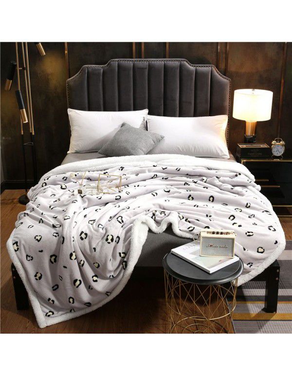 Cross border exclusive leopard print series new winter thickened double layer lamb blanket single double sofa flannel blanket