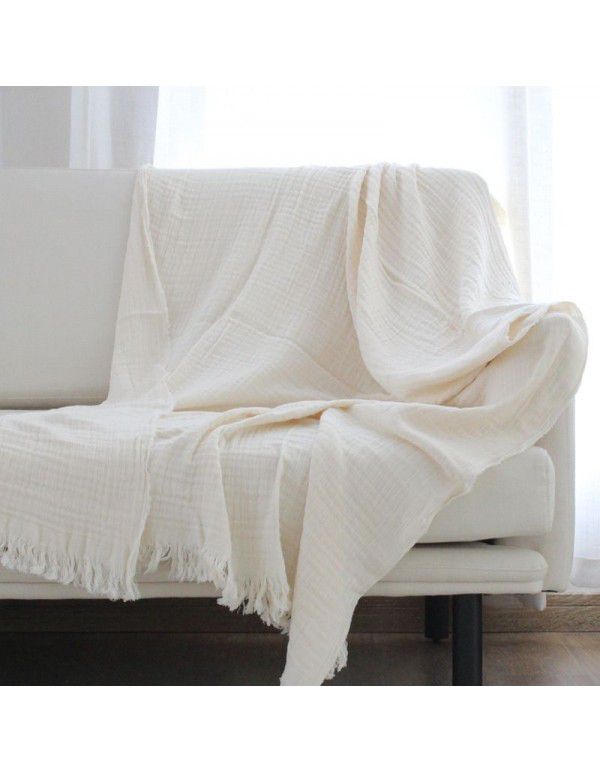 Nordic solid color three-layer cotton blanket sofa blanket thin cotton air conditioning blanket ins afternoon leisure blanket shawl manufacturer wholesale