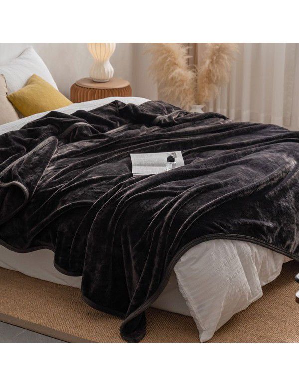 Autumn and winter new simple Japanese non print blanket sofa blanket thickened fine coral flannel blanket leisure blanket