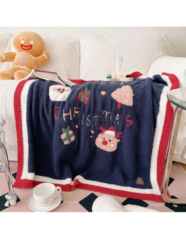 Christmas soft jacquard cartoon blanket children's bed blanket kindergarten nap blanket gift bag