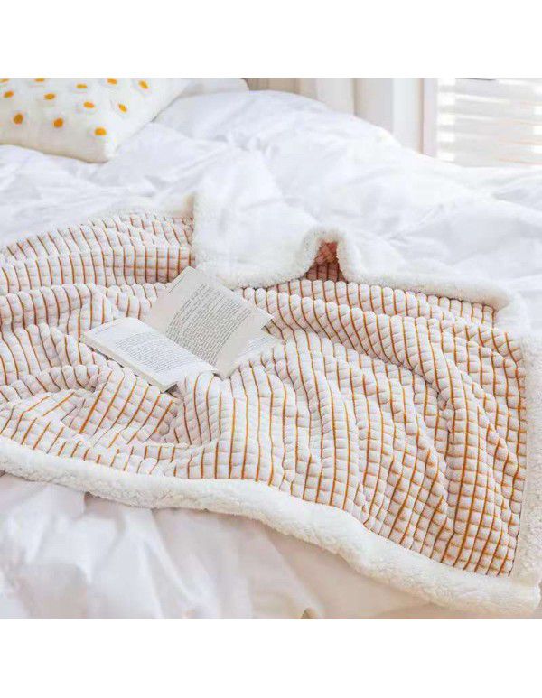 Double layer cut cashmere blanket Wholesale milk wool warm quilt cover coral wool thickened blanket Farai wool blanket