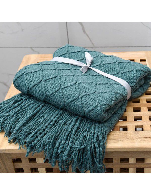  diamond shaped sofa blanket blanket bed tail blanket knitting cross-border blanket air conditioning blanket tassel nap blanket blanket