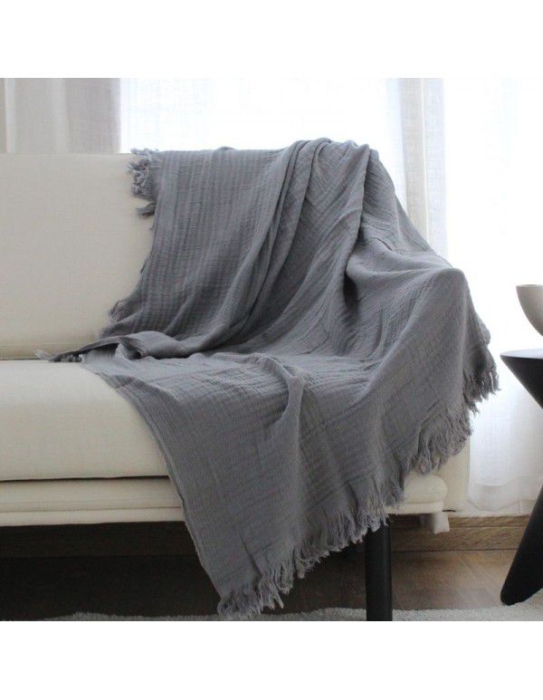 Nordic solid color three-layer cotton blanket sofa blanket thin cotton air conditioning blanket ins afternoon leisure blanket shawl manufacturer wholesale