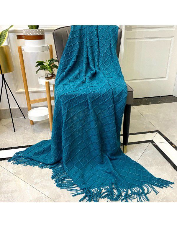  diamond shaped sofa blanket blanket bed tail blanket knitting cross-border blanket air conditioning blanket tassel nap blanket blanket