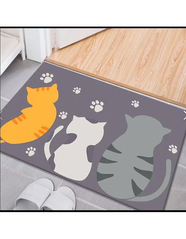 Nordic simple crystal velvet floor mat Non slip water absorbing doormat Cartoon ins Air bathroom porch Toilet