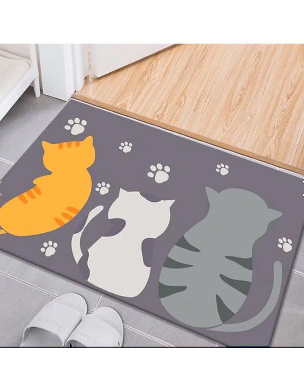 Nordic simple crystal velvet floor mat Non slip water absorbing doormat Cartoon ins Air bathroom porch Toilet