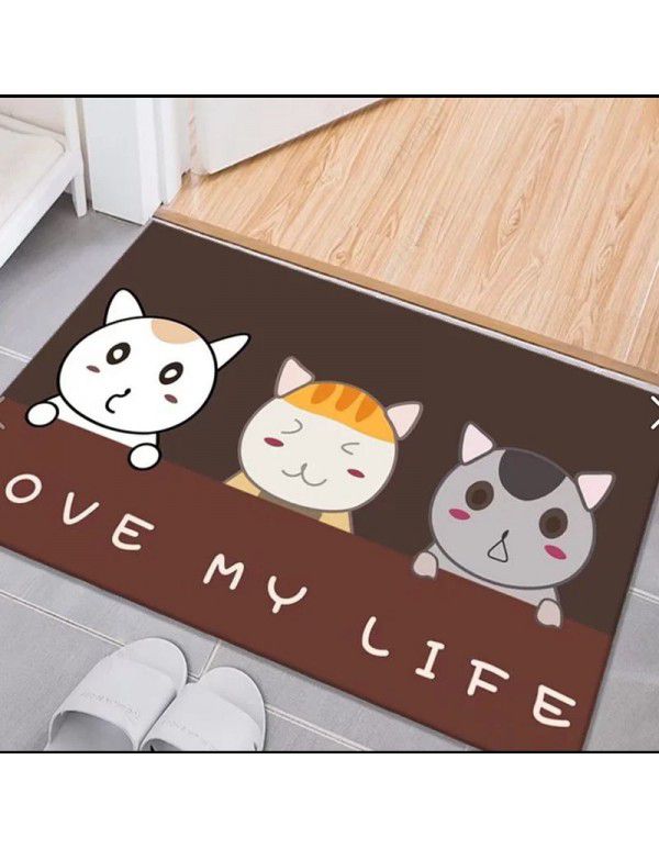 Nordic simple crystal velvet floor mat Non slip water absorbing doormat Cartoon ins Air bathroom porch Toilet