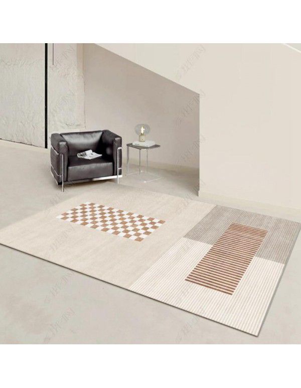 Luxury ring velvet checkerboard retro living room anti-skid carpet floor mat is fully covered with household high-grade tea table carpet