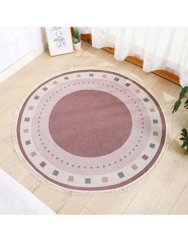 Round Floor Mat Bedside Living Room Decorative Carpet Round Computer Chair Cushion Corner Chair Cushion Basket Carpet Thin