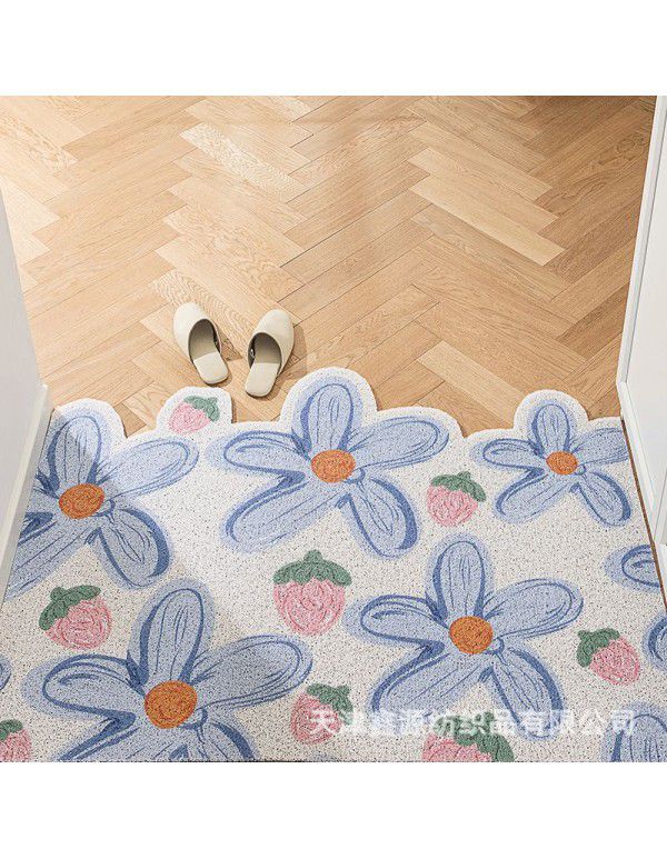 Household Xiaoqing fresh air enters the door, silk ring floor mat ins, flower porch, mud scraping, soil scraping, foot mat can be cut