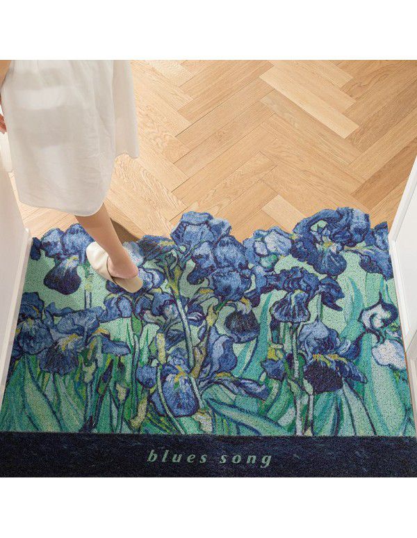 Household Xiaoqing fresh air enters the door, silk ring floor mat ins, flower porch, mud scraping, soil scraping, foot mat can be cut