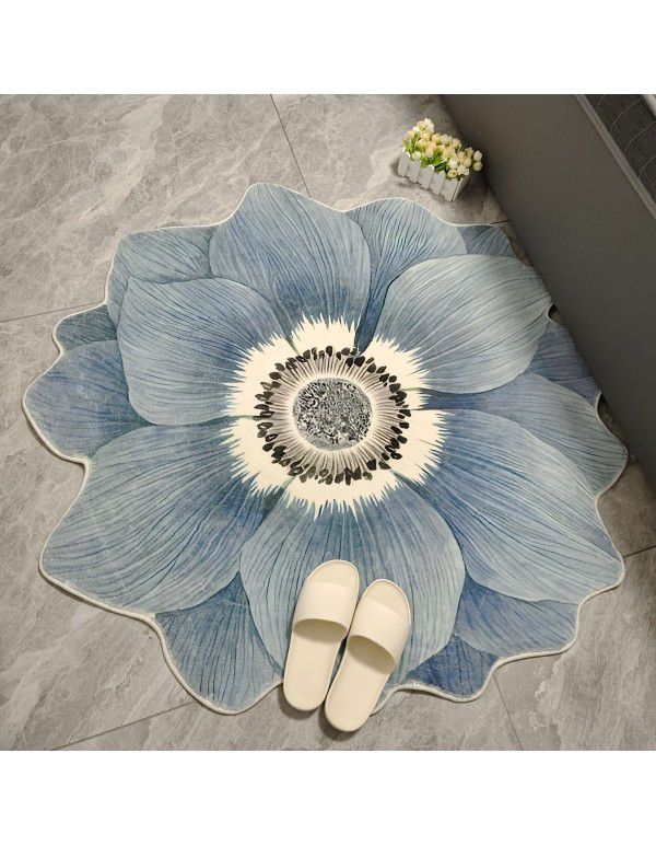 American imitation cashmere thickened anti-skid flower carpet floor mat living room bedroom bedside blanket cloakroom dresser foot pad