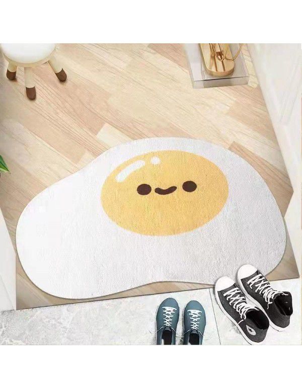 Soft cashmere carpet Cartoon mat for children's room Smiling face mat for the sun Pocket egg doormat Water suction doormat