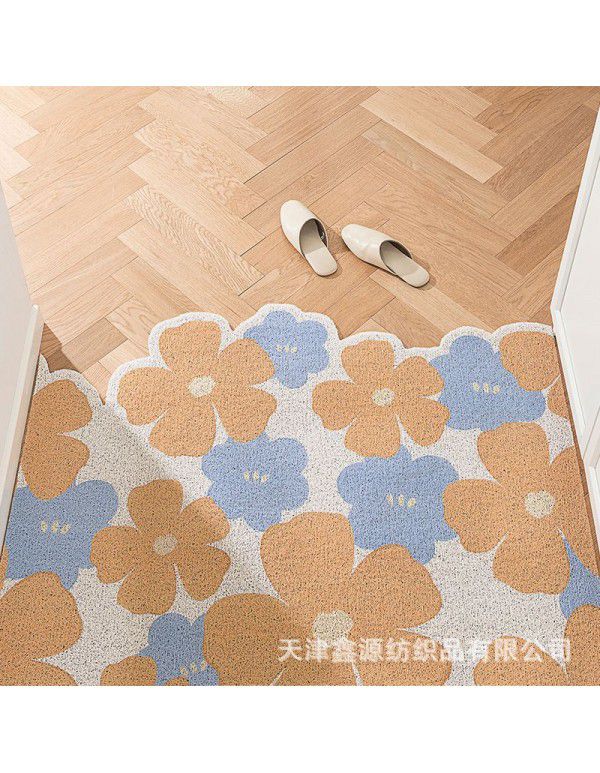 Household Xiaoqing fresh air enters the door, silk ring floor mat ins, flower porch, mud scraping, soil scraping, foot mat can be cut