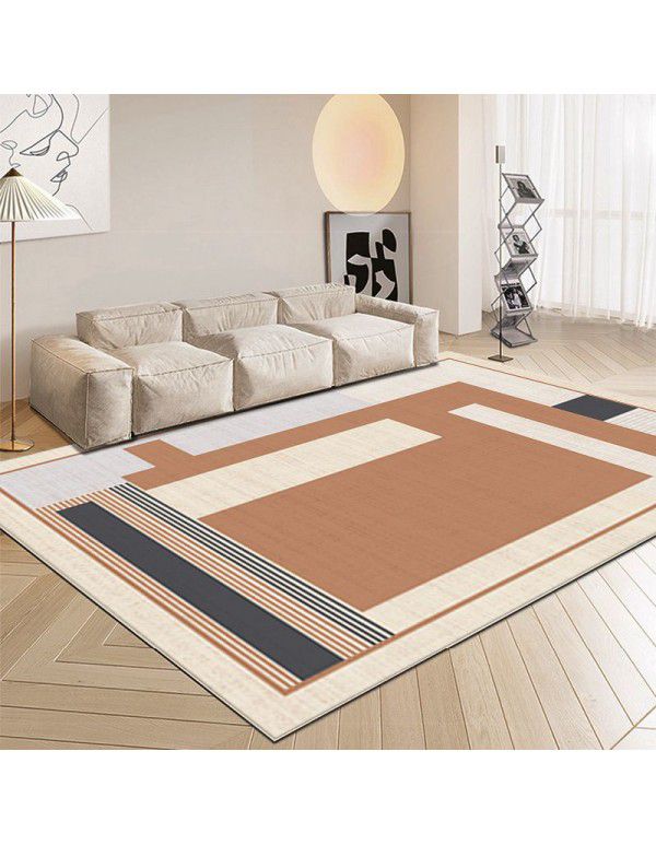 Spot log milk tea style carpet, Japanese style luxury, geometric stripe, living room carpet, bedroom, light color bedside carpet