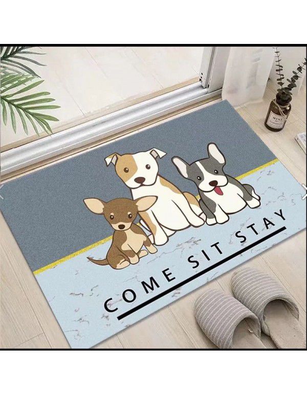 Nordic simple crystal velvet floor mat Non slip water absorbing doormat Cartoon ins Air bathroom porch Toilet