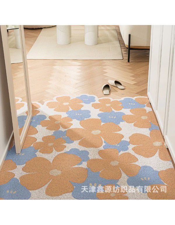 Household Xiaoqing fresh air enters the door, silk ring floor mat ins, flower porch, mud scraping, soil scraping, foot mat can be cut