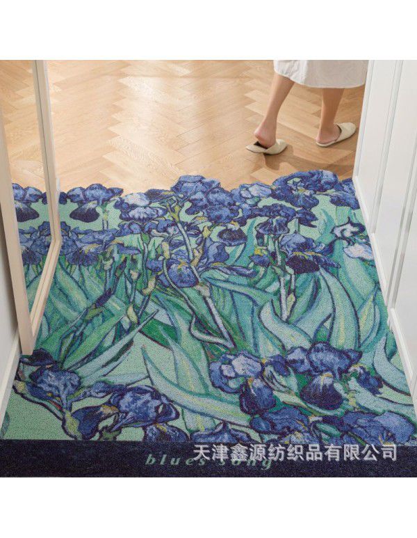 Household Xiaoqing fresh air enters the door, silk ring floor mat ins, flower porch, mud scraping, soil scraping, foot mat can be cut