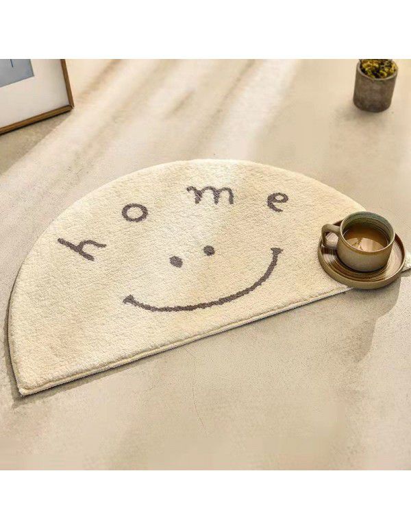 Soft cashmere carpet Cartoon mat for children's room Smiling face mat for the sun Pocket egg doormat Water suction doormat