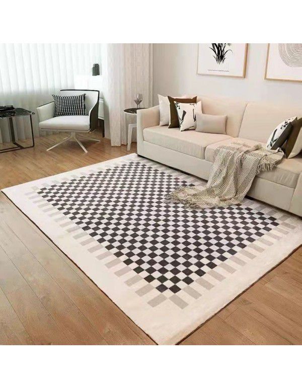 Luxury living room is fully covered with cashmere carpet, fashionable checkerboard carpet, household tatami bedroom, bedside mat