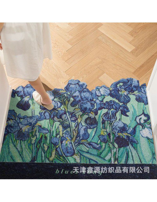 Household Xiaoqing fresh air enters the door, silk ring floor mat ins, flower porch, mud scraping, soil scraping, foot mat can be cut