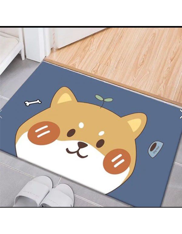 Nordic simple crystal velvet floor mat Non slip water absorbing doormat Cartoon ins Air bathroom porch Toilet