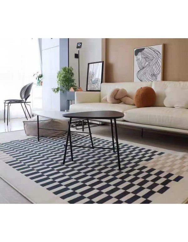 Cross border cashmere carpet floor mat, Roman living room, densified short wool carpet, Chinese antique checkerboard, bedroom, bed tail carpet