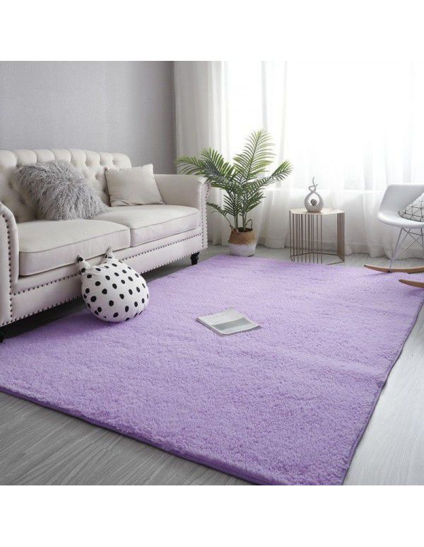 White carpet, living room, household bedroom, plush floor mat, large area, Nordic girls, full room, bedside