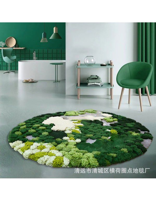 Customized manual ins moss forest blended wool carpet living room tea table round bedroom bedside carpet