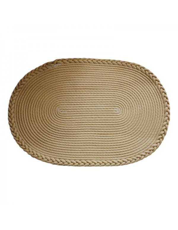 Simple Japanese woven mat porch floor mat doormat bathroom water absorbing scrub floor mat cream oval floor mat