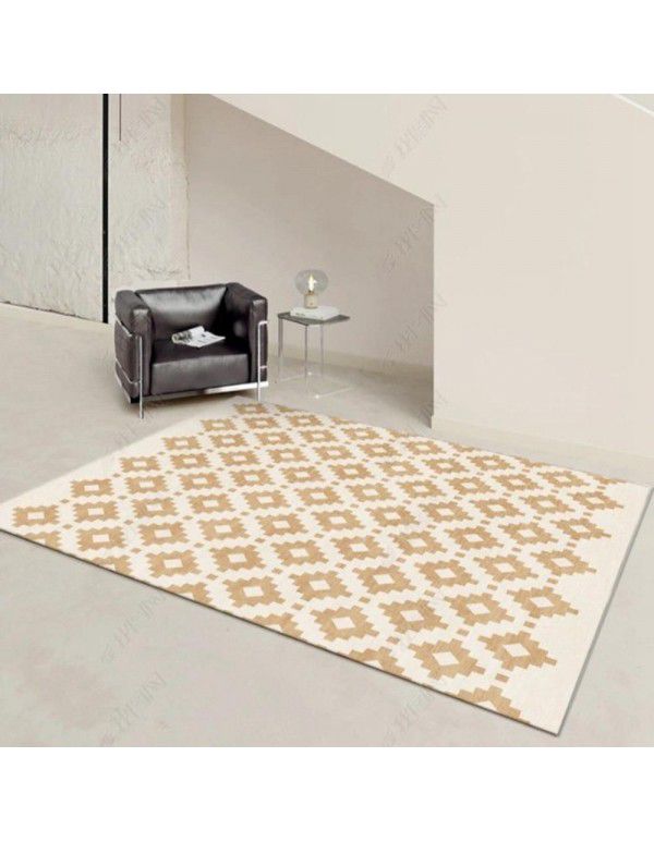 Luxury ring velvet checkerboard retro living room anti-skid carpet floor mat is fully covered with household high-grade tea table carpet