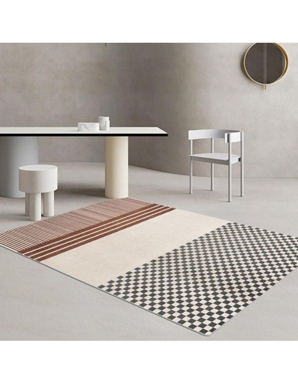 Luxury ring velvet checkerboard retro living room anti-skid carpet floor mat is fully covered with household high-grade tea table carpet