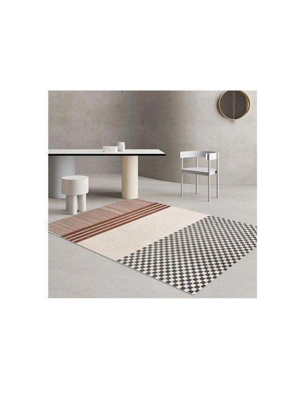 Luxury ring velvet checkerboard retro living room anti-skid carpet floor mat is fully covered with household high-grade tea table carpet