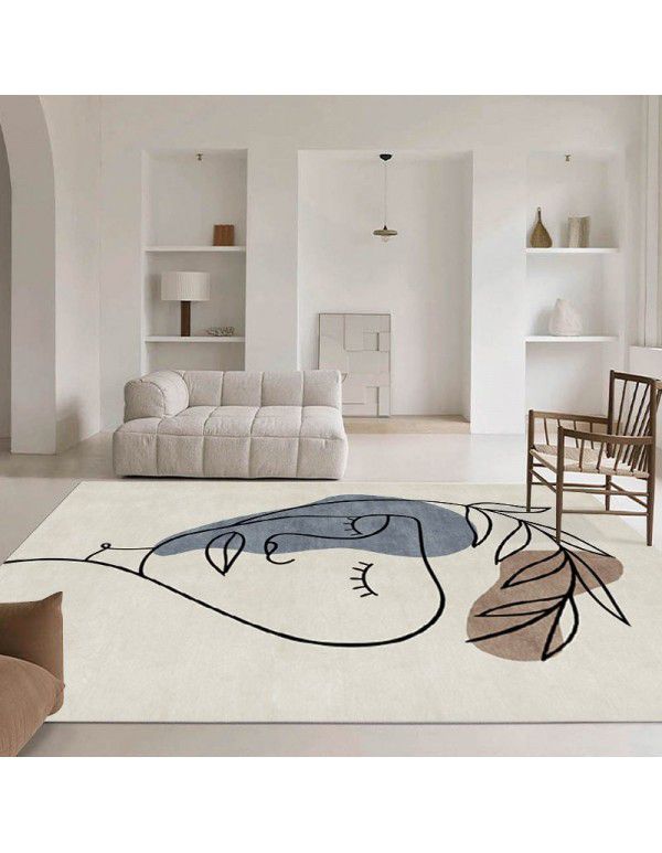 Nordic simple abstract lines, living room carpet, sofa, tea table, carpets, plants, girls' bedroom, bedside carpet